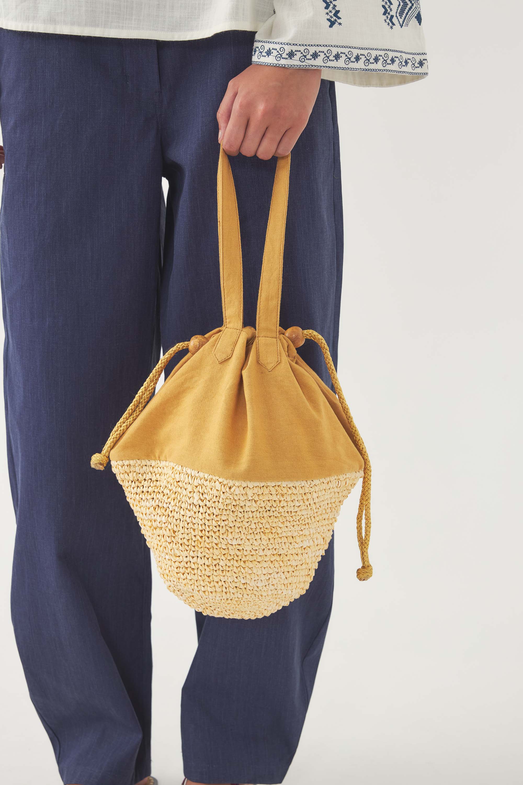 Drawstring Bags Straw Bag With Scarf Antik Batik Bag Pauline