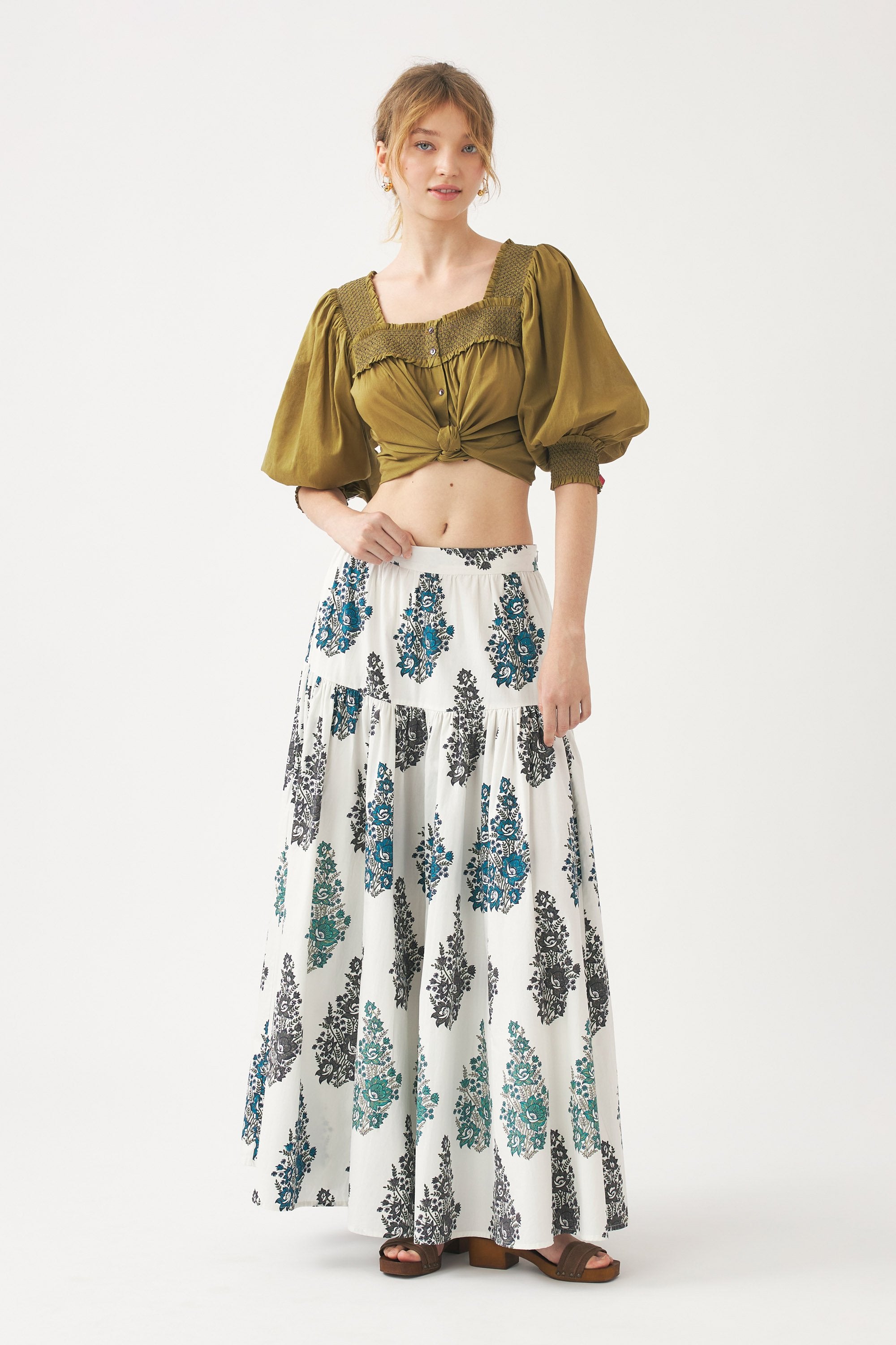 Blusa con escote cuadrado y fruncido Perrine