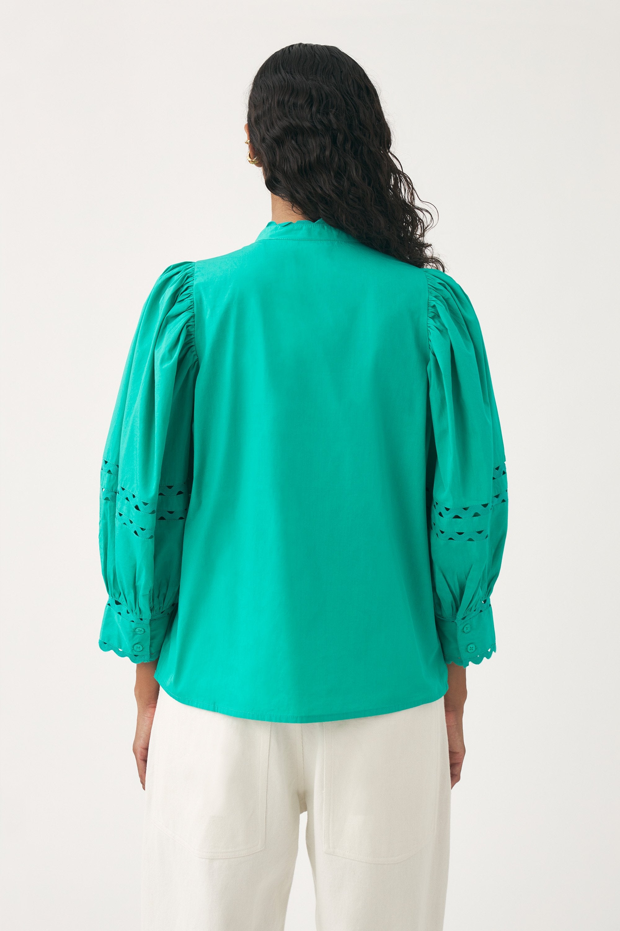Cotton poplin openwork blouse Rodo