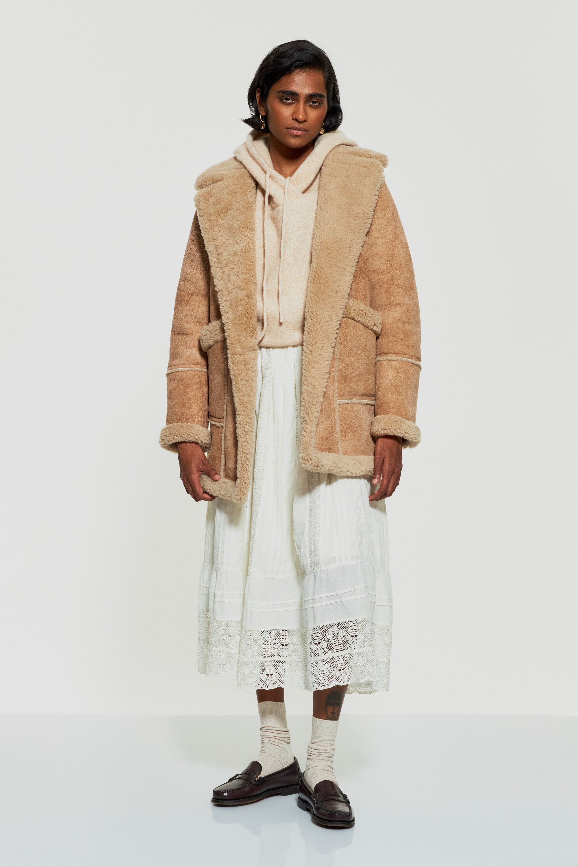 Manteau en peau retournée Roger