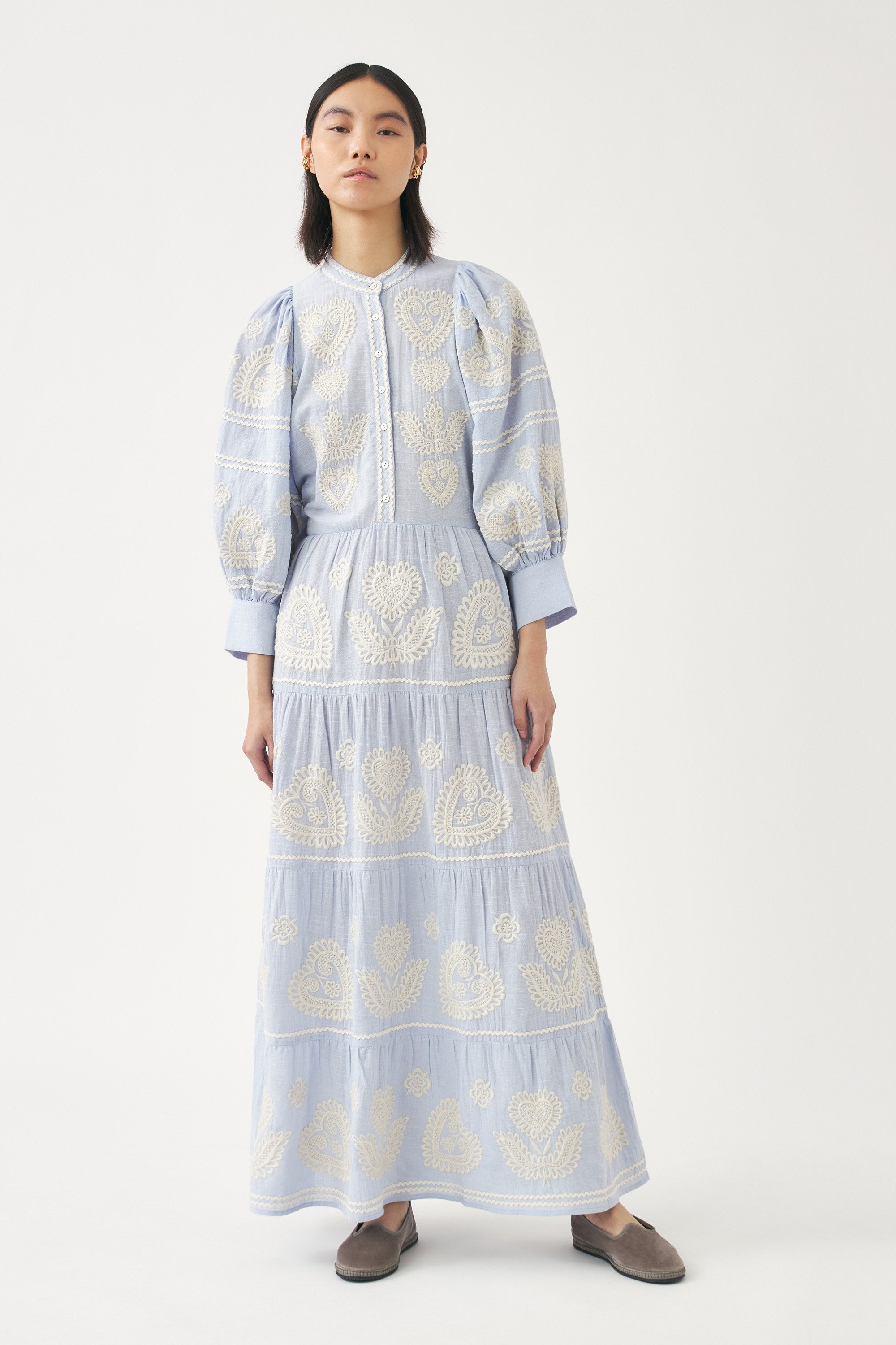 Maxi dress with Hungarian-inspired embroidery Rony