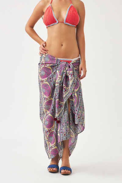 Blue cotton bohemian sarong | Paisley design sarong | ANTIK BATIK
