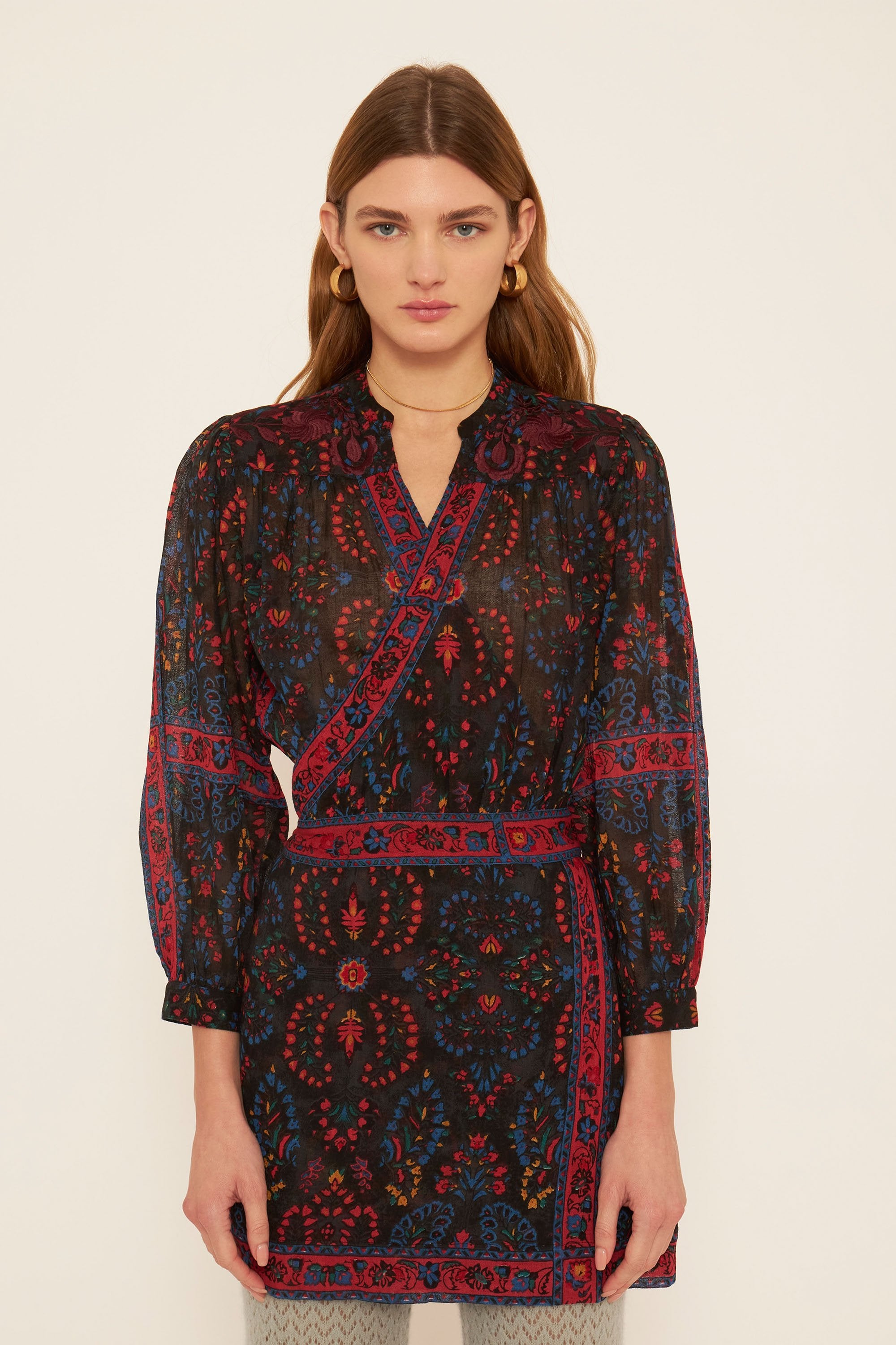 Besticktes Wickelkleid Tamir