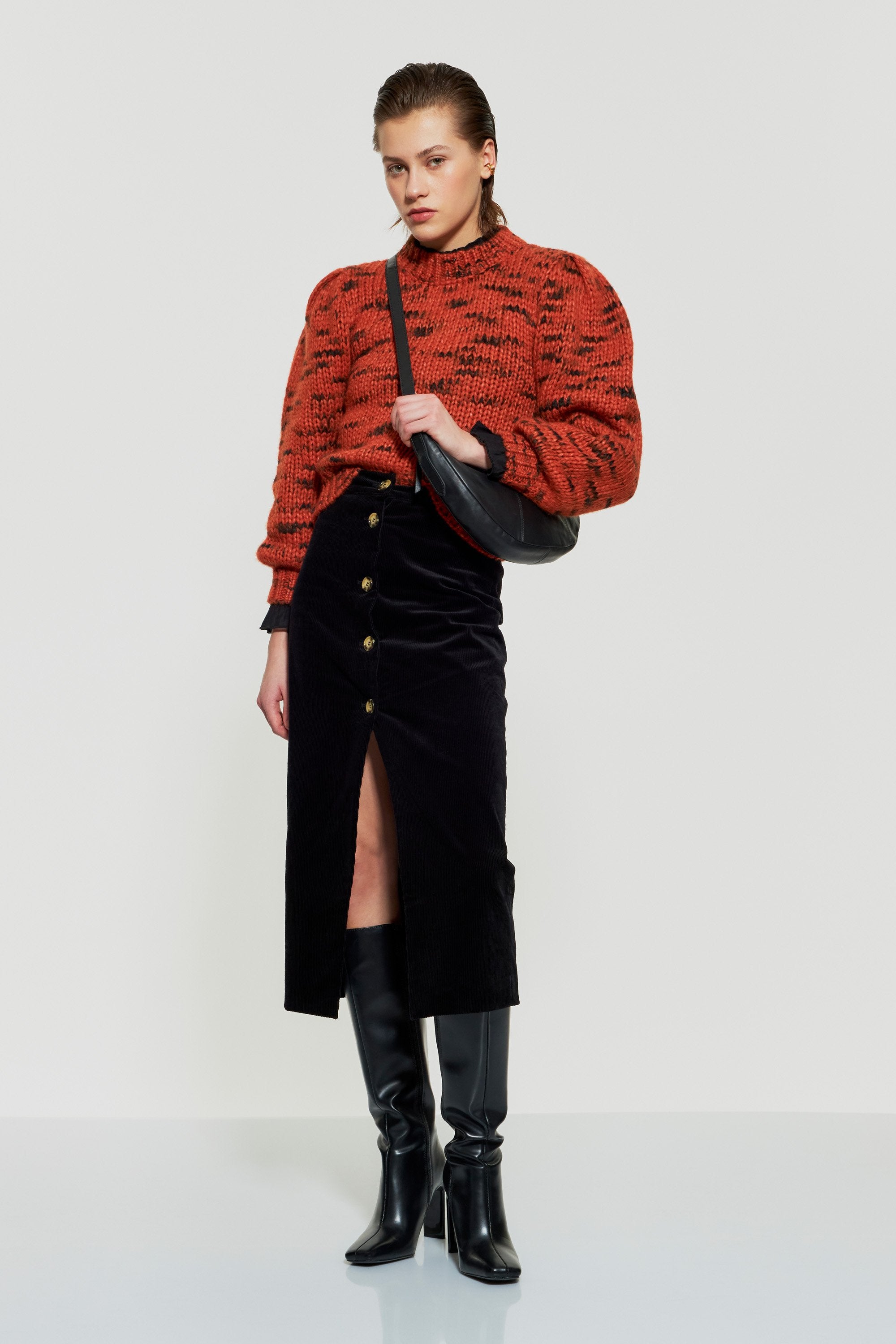 Tilda velvet midi skirt