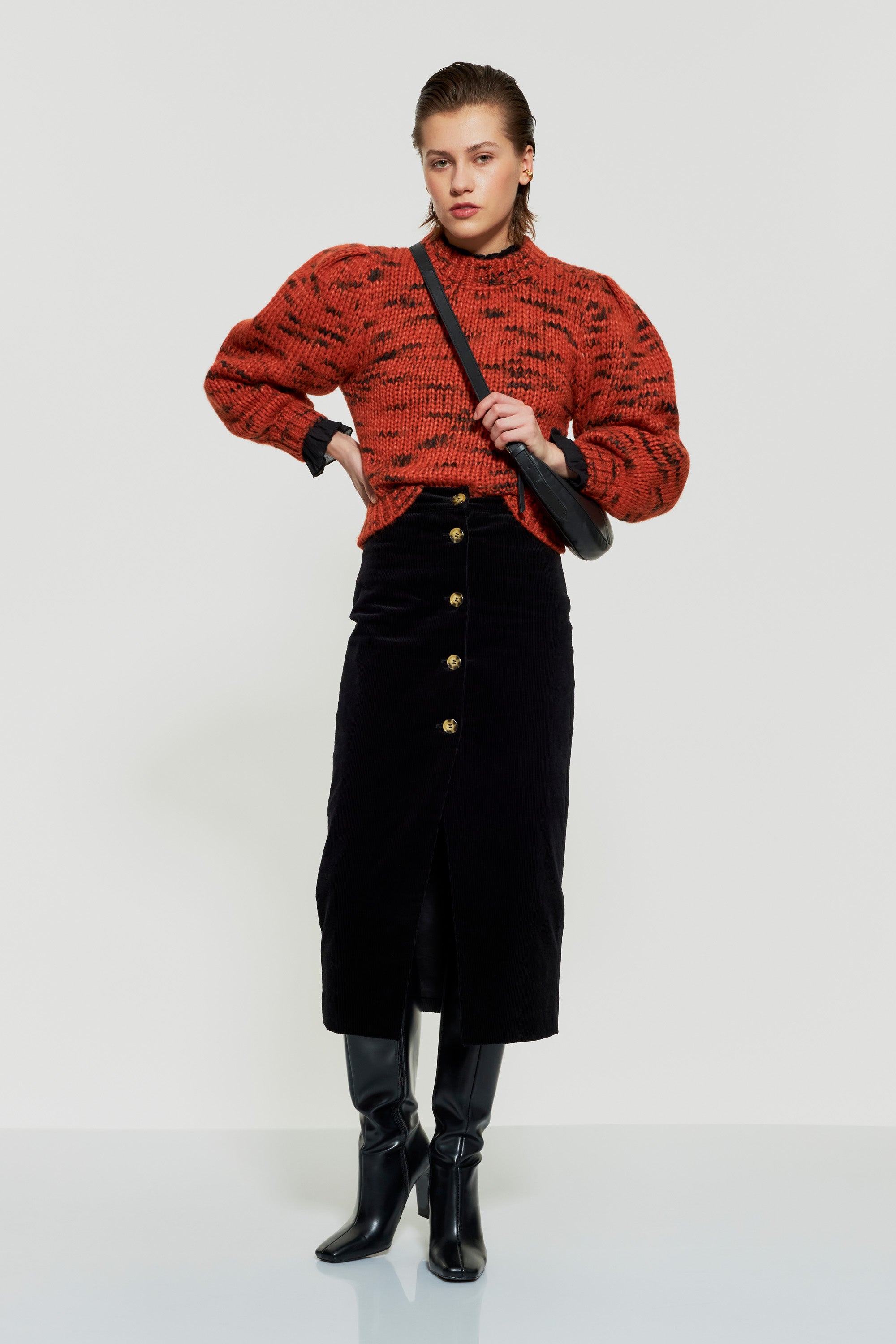 Tilda velvet midi skirt