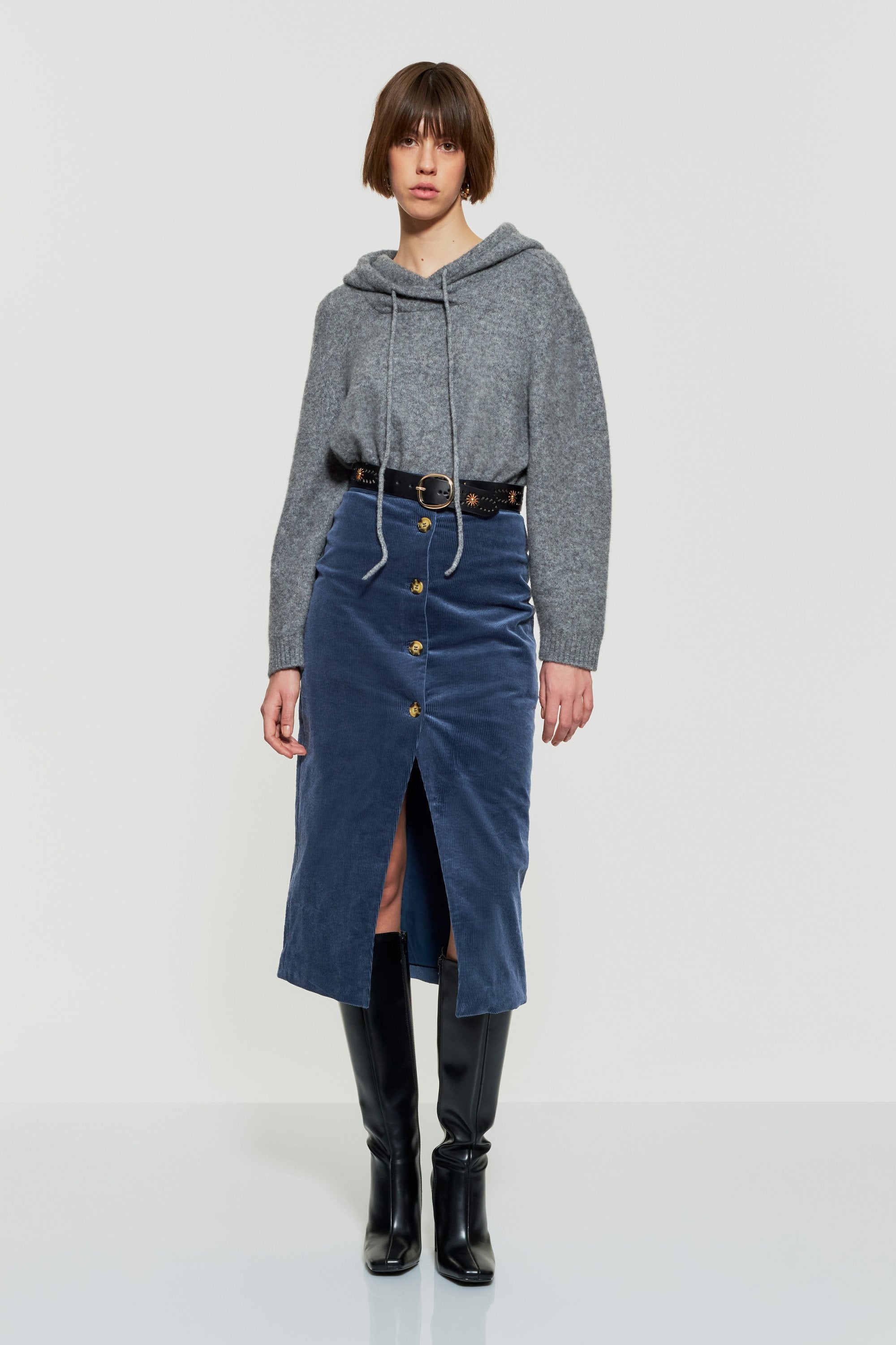 Tilda velvet midi skirt