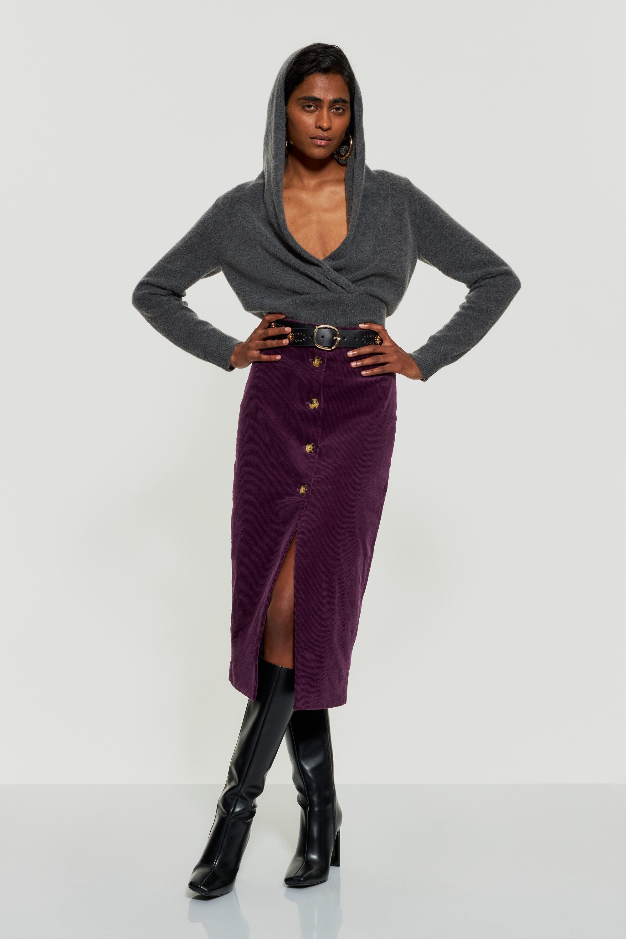 Tilda velvet midi skirt