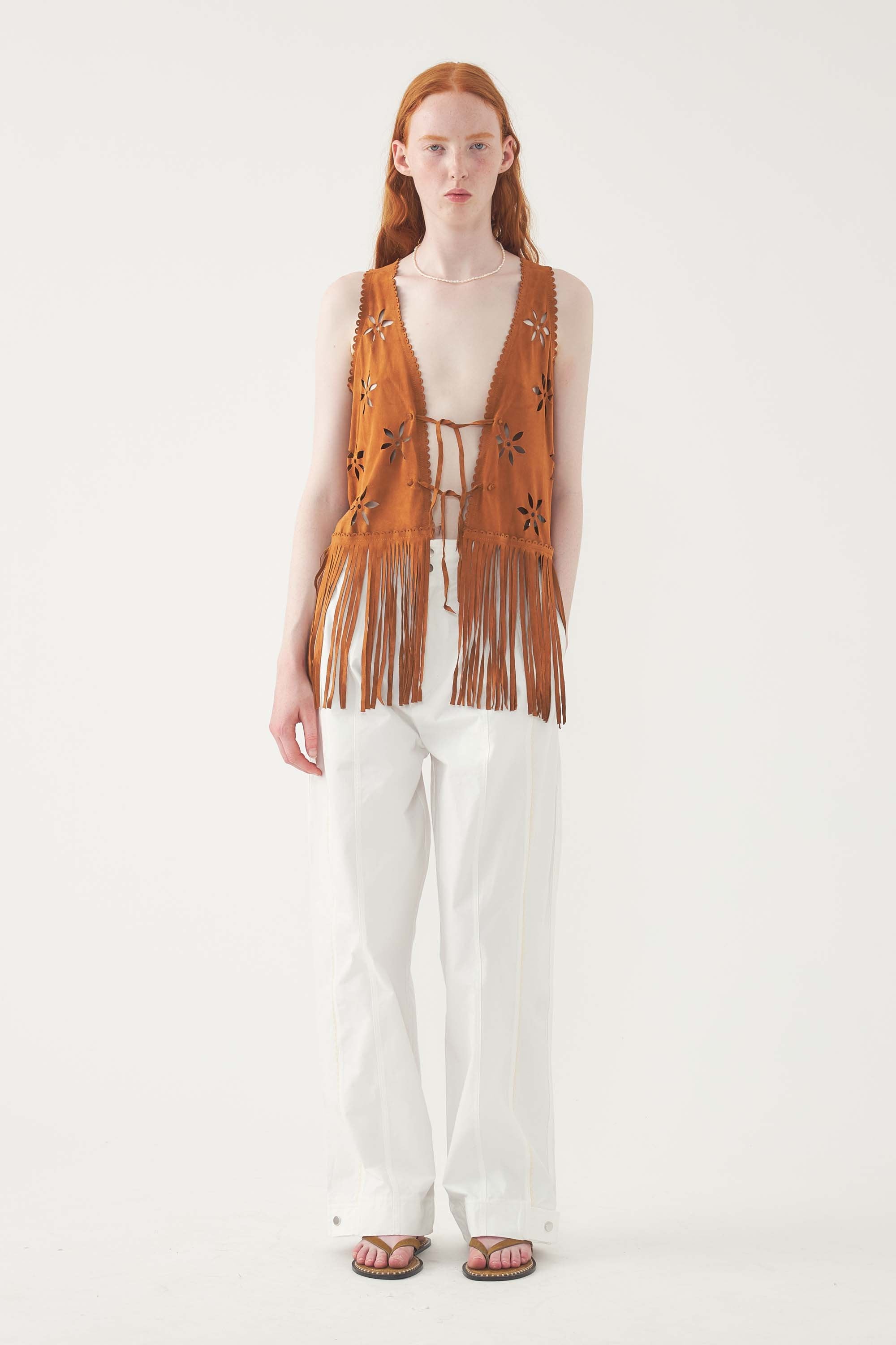 Gilet in pelle scamosciata Tya