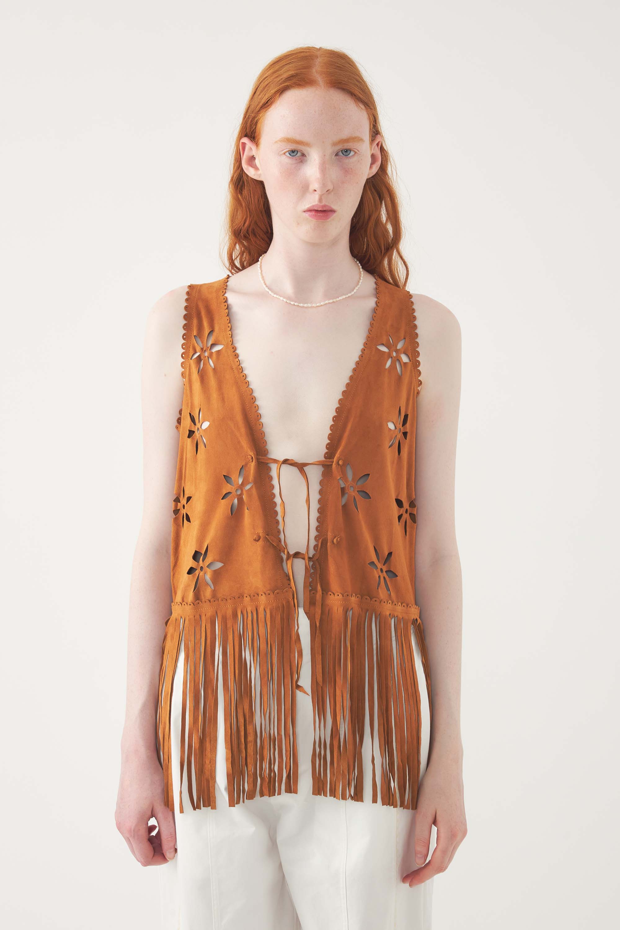 Gilet in pelle scamosciata Tya